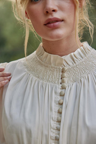 Saten Gece Elbisesi - Ekru