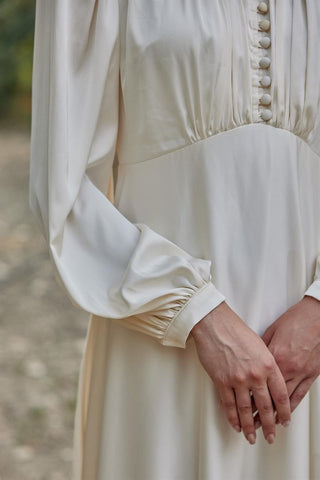 Saten Gece Elbisesi - Ekru