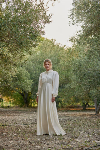 Saten Gece Elbisesi - Ekru