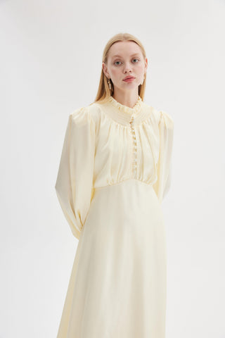 Saten Gece Elbisesi - Ekru