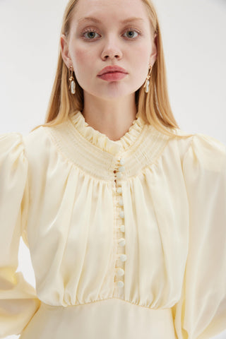 Saten Gece Elbisesi - Ekru