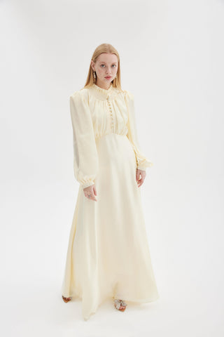 Saten Gece Elbisesi - Ekru