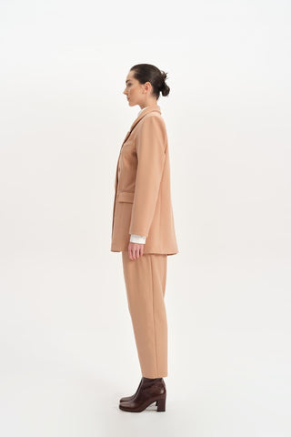 Kruvaze Oversize Blazer Ceket - Camel