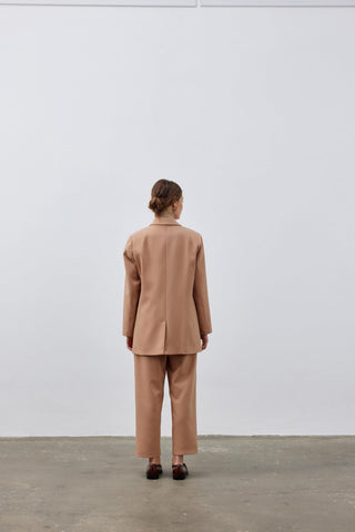 Kruvaze Oversize Blazer Ceket - Camel