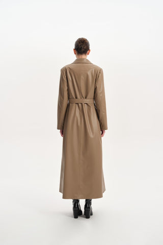 Vegan Deri Trençkot - Vizon