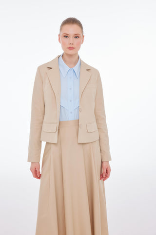 Gabardin Kısa Ceket - Bej