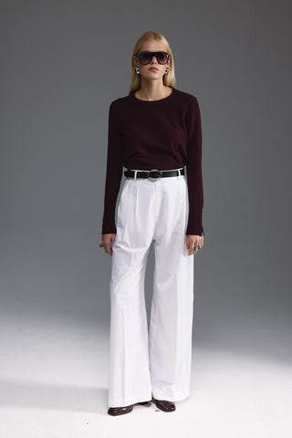 Bisiklet Yaka Kazak - Burgundy