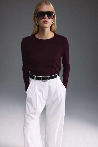 Bisiklet Yaka Kazak - Burgundy