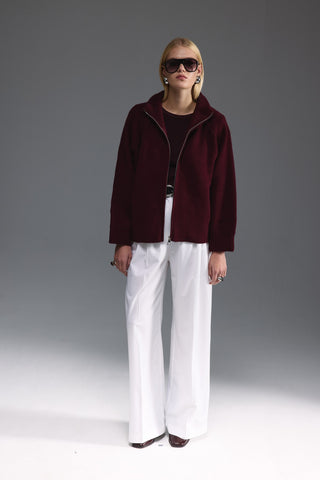 Bisiklet Yaka Kazak - Burgundy