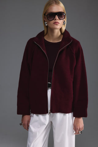 Bisiklet Yaka Kazak - Burgundy