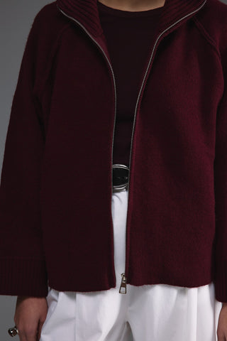 Bisiklet Yaka Kazak - Burgundy