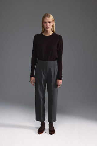 Bisiklet Yaka Kazak - Kahverengi