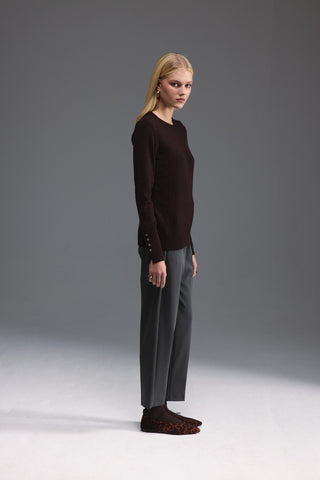 Bisiklet Yaka Kazak - Kahverengi