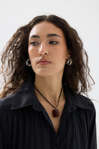 Büzgülü Kemerli Gömlek Elbise - Siyah