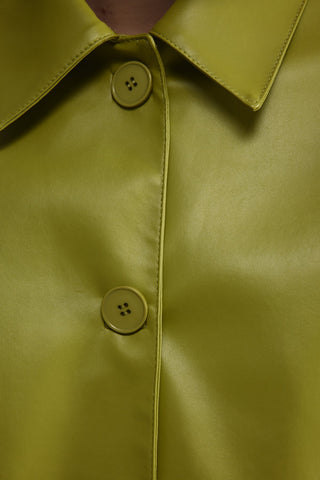 Deri Cepli Kısa Ceket - Açık Yeşil