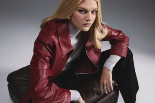 Deri Kısa Ceket - Kırmızı