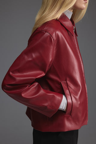 Deri Kısa Ceket - Kırmızı