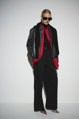 Deri Kısa Ceket - Küf Yeşili