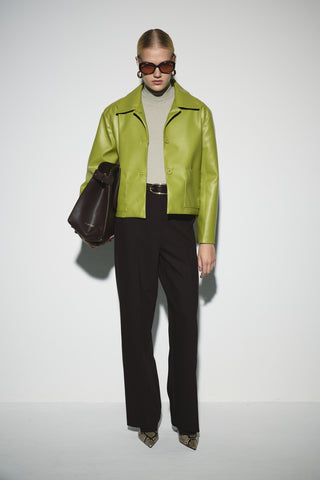 Düz Kesim Yüksek Bel Pantolon - Kahverengi