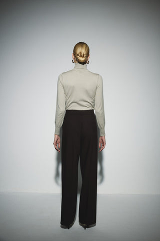 Düz Kesim Yüksek Bel Pantolon - Kahverengi