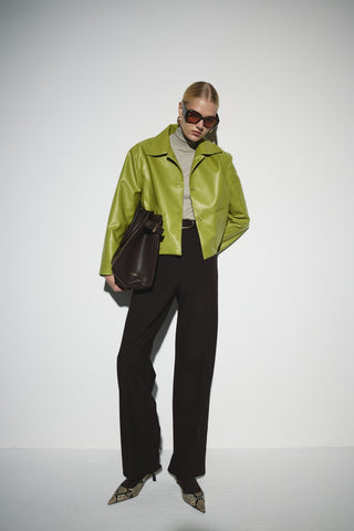 Düz Kesim Yüksek Bel Pantolon - Kahverengi