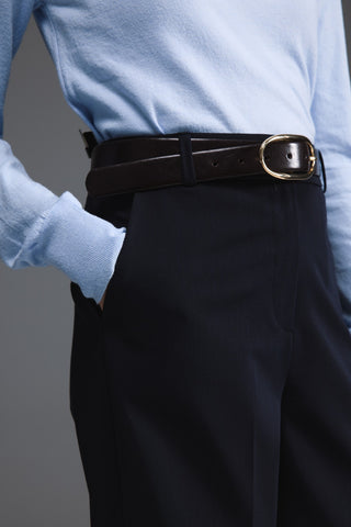 Düz Kesim Yüksek Bel Pantolon - Lacivert