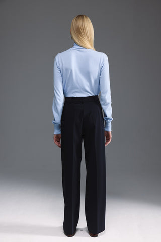 Düz Kesim Yüksek Bel Pantolon - Lacivert