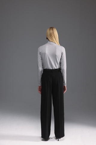 Düz Kesim Yüksek Bel Pantolon - Siyah