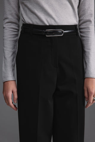 Düz Kesim Yüksek Bel Pantolon - Siyah