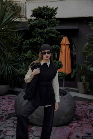 Bağlamalı Triko - Siyah