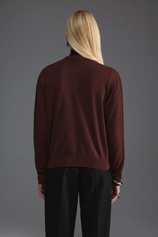 Metal Düğmeli Triko Hırka - Açık Kahve