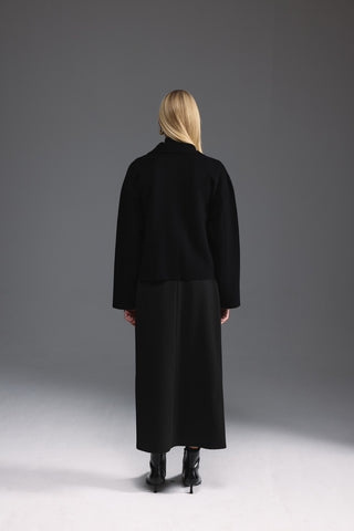 Nakış Detaylı Triko Ceket - Siyah