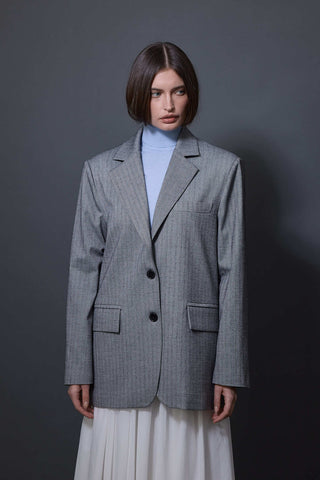 Oversize Balıksırtı Ceket - Siyah
