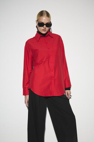 Oversize Gömlek - Kırmızı