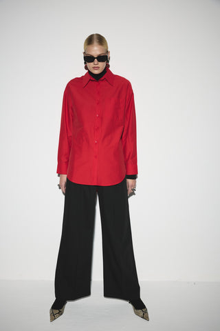 Oversize Gömlek - Kırmızı