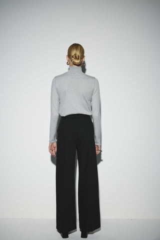 Pensli Geniş Paça Pantolon - Siyah