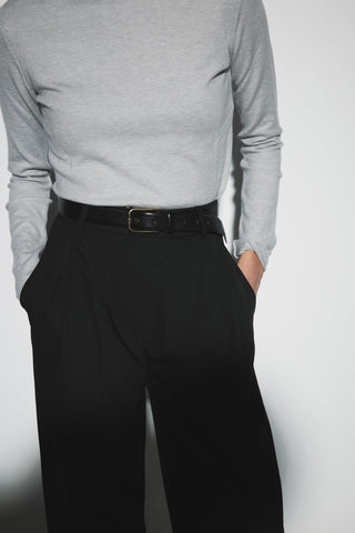 Pensli Geniş Paça Pantolon - Siyah