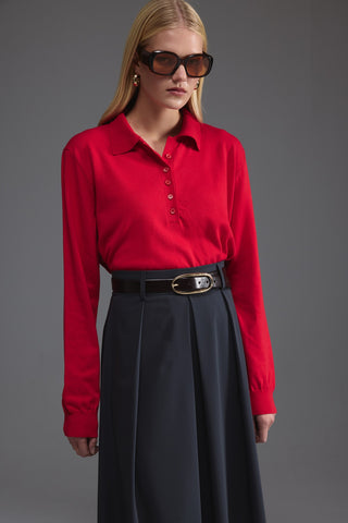 Pileli Midi Etek - Gri