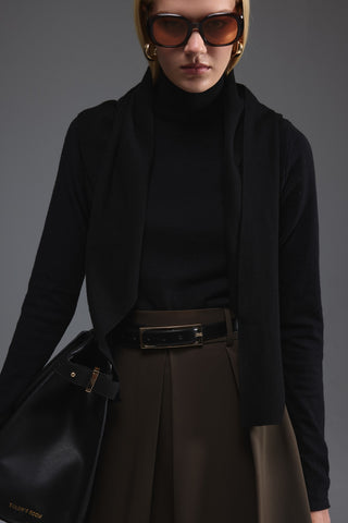 Pileli Midi Etek - Haki