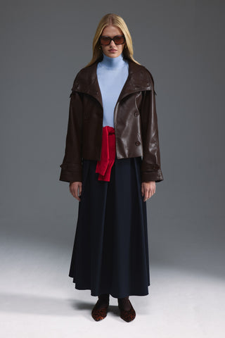 Pileli Midi Etek - Lacivert