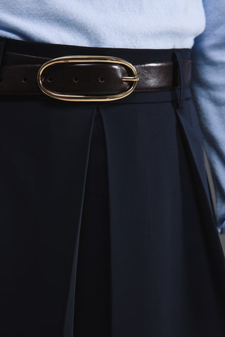 Pileli Midi Etek - Lacivert