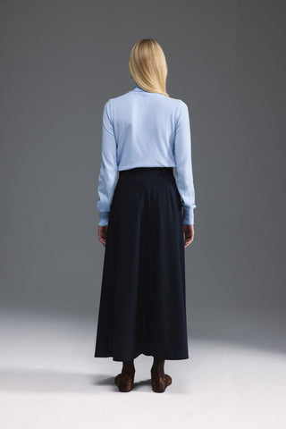 Pileli Midi Etek - Lacivert