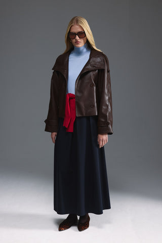 Pileli Midi Etek - Lacivert