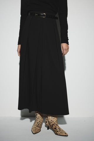 Pileli Midi Etek - Siyah