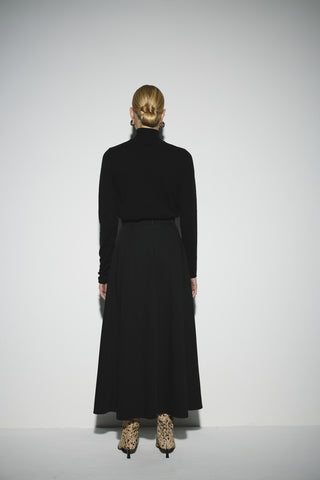 Pileli Midi Etek - Siyah