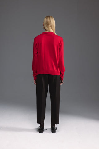 Polo Yaka Kazak - Kırmızı