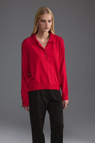 Polo Yaka Kazak - Kırmızı