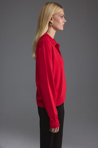 Polo Yaka Kazak - Kırmızı