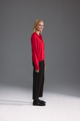 Polo Yaka Kazak - Kırmızı