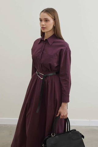 Poplin Volume Etek - Burgundy